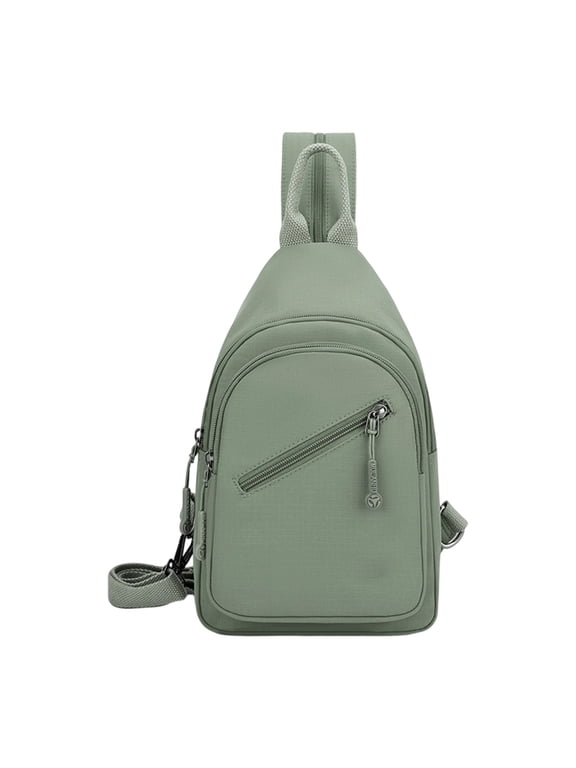 Women's Adjustable Sling Crossbody Bag, Lightweight Water-Resistant Chest Backpack, Multi-Pocket Casual Purse for Work Travel Outdoor Daily Use(Green/One Size)
