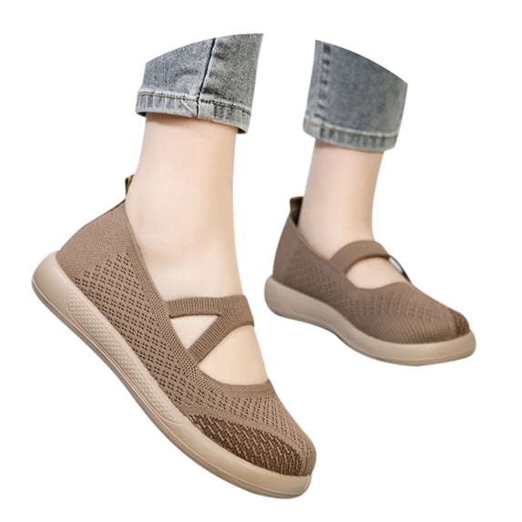 VeFlora Women's Breathable Mesh -On Walking Shoes, Lightweight Casual Sneakers, Comfortable Flat Footwear for All-Day Wear, Non-, Multi-Color Options(Coffee/38)