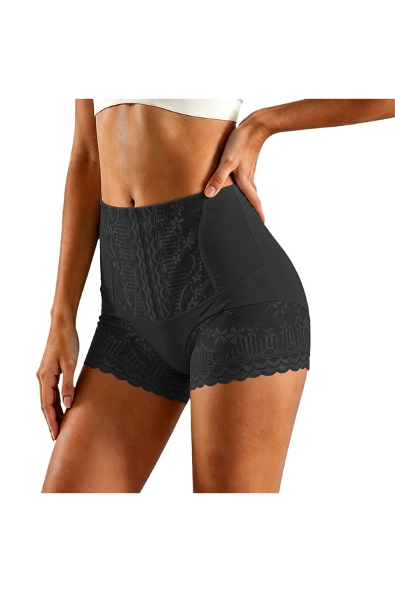 VeFlora Women's High Waist Lace Shapewear Shorts, Tummy Control Lifter Body Shaper, Seamless Waist Shaper Underwear for Daily Wear(Black/M)