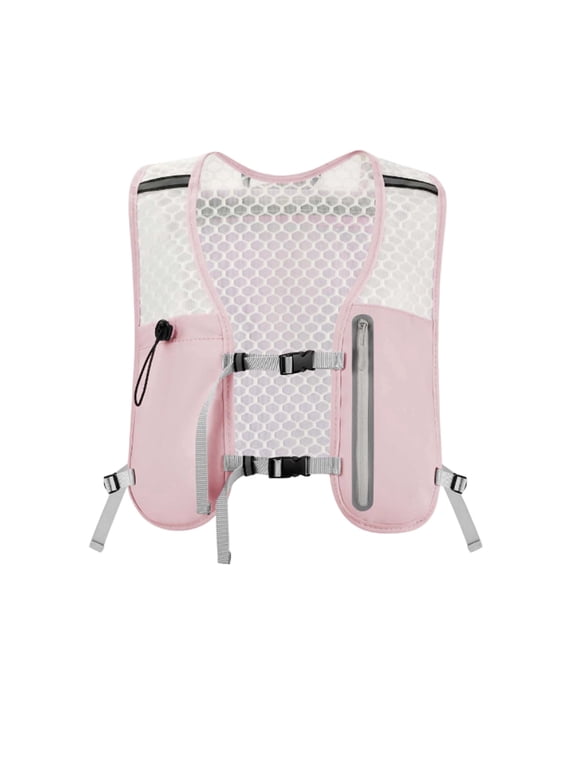 Women's Lightweight Running Hydration Vest, Adjustable Breathable Water Bottle Vest with Phone Pocket, Reflective Safety Vest for Hiking, Jogging, Cycling, Outdoor Activities(Pink/One Size)