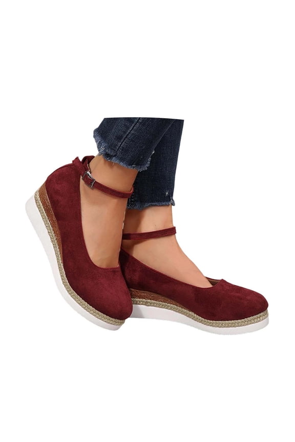 Women's Rope-soled Wedges Closed Toe Platform Sandals, Comfortable On Pointed Toe Breathable Wedge Heels for Spring Summer Casual Work(/38)