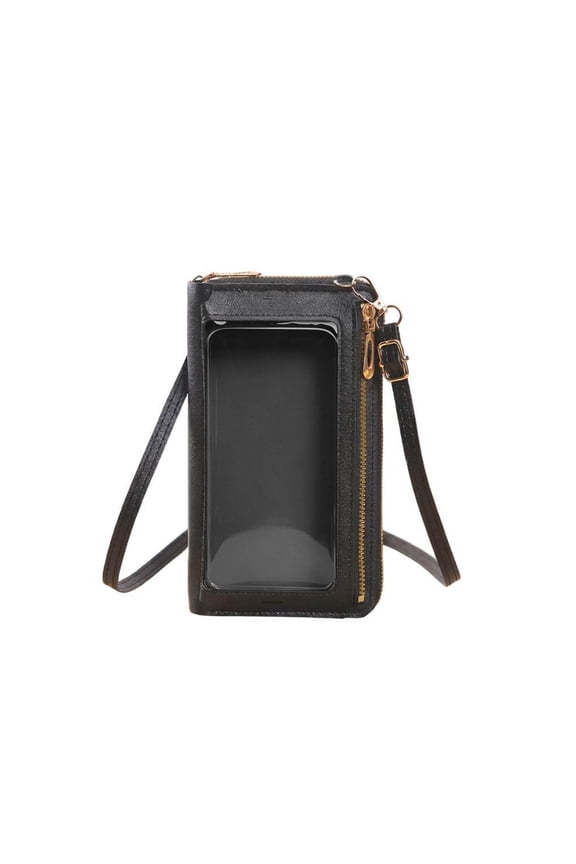 Women's Touchscreen Phone Crossbody Bag, Small Cell Phone Wallet Purse, Multi-Pocket Mini Shoulder Bag for Travel Shopping Daily Use(Black/One Size)