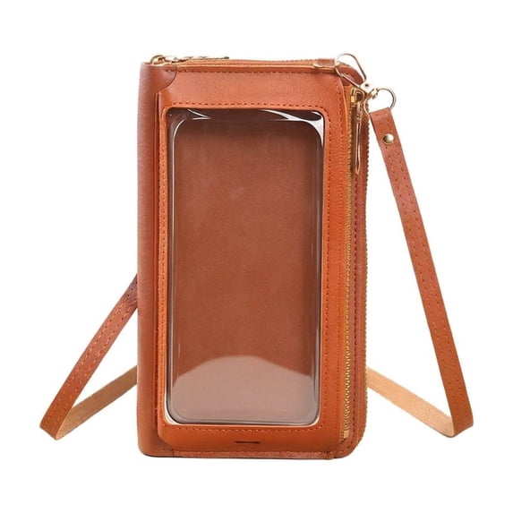 VeFlora Women's Touchscreen Phone Crossbody Bag, Small Cell Phone Wallet Purse, Multi-Pocket Mini Shoulder Bag for Travel Shopping Daily Use(Brown/One Size)