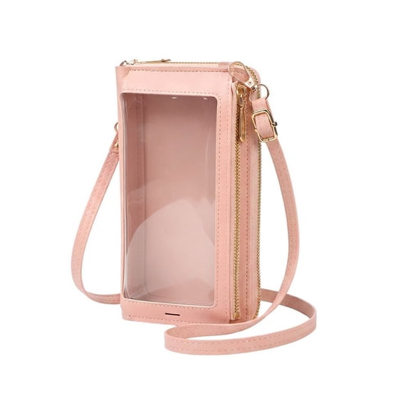 VeFlora Women's Touchscreen Phone Crossbody Bag, Small Cell Phone Wallet Purse, Multi-Pocket Mini Shoulder Bag for Travel Shopping Daily Use(Pink/One Size)