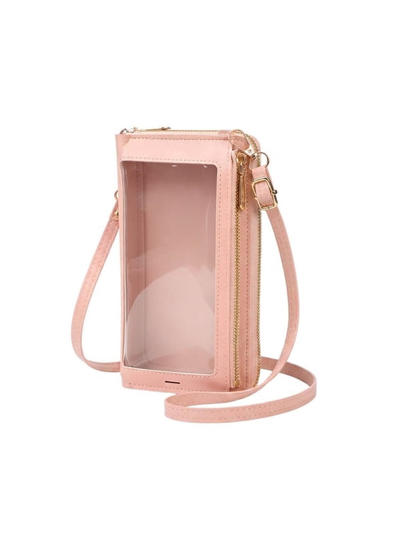 Women's Touchscreen Phone Crossbody Bag, Small Cell Phone Wallet Purse, Multi-Pocket Mini Shoulder Bag for Travel Shopping Daily Use(Pink/One Size)
