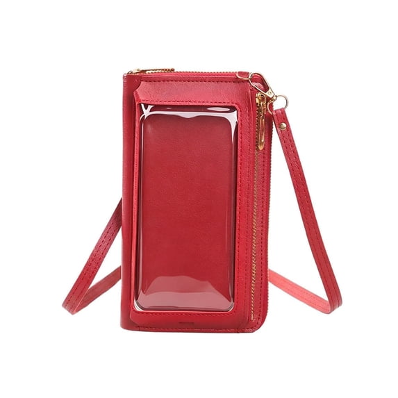 VeFlora Women's Touchscreen Phone Crossbody Bag, Small Cell Phone Wallet Purse, Multi-Pocket Mini Shoulder Bag for Travel Shopping Daily Use(Red/One Size)