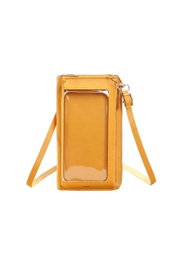 Women's Touchscreen Phone Crossbody Bag, Small Cell Phone Wallet Purse, Multi-Pocket Mini Shoulder Bag for Travel Shopping Daily Use(Yellow/One Size)