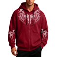 thumbnail image 1 of VeFlora Y2K Graphic Zip Up Hoodie for Men, Long Sleeve Drawstring Oversized Sweatshirt for Daily Wear Party(Red/S), 1 of 4