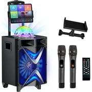 VeGue Karaoke Machine for Adults and kinds with 2 UHF Wireless Microphones, Bluetooth Portable Speaker with Disco Ball