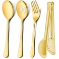 thumbnail image 1 of VeSteel 12-Piece Stainless Steel Gold Serving Utensils, Include 3 Large Serving Spoons, 3 Slotted Serving Spoons, 3 Serving Forks, 3 Serving Tongs, 1 of 7