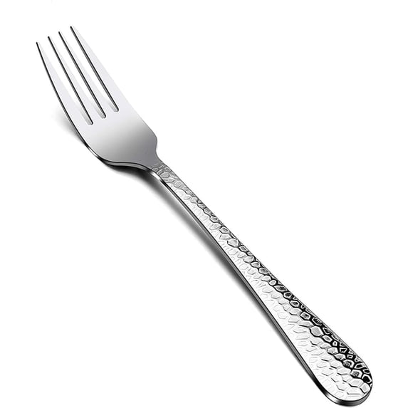 VeSteel 12-Piece Stainless Steel Hammered Dinner Forks Set - 7.9 inches