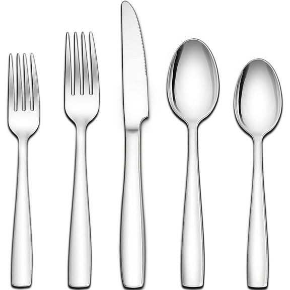 VeSteel 18/10 Stainless Steel Silverware Set, 40 Piece Fancy Flatware Cutlery Eating Utensils Tableware Set for 8