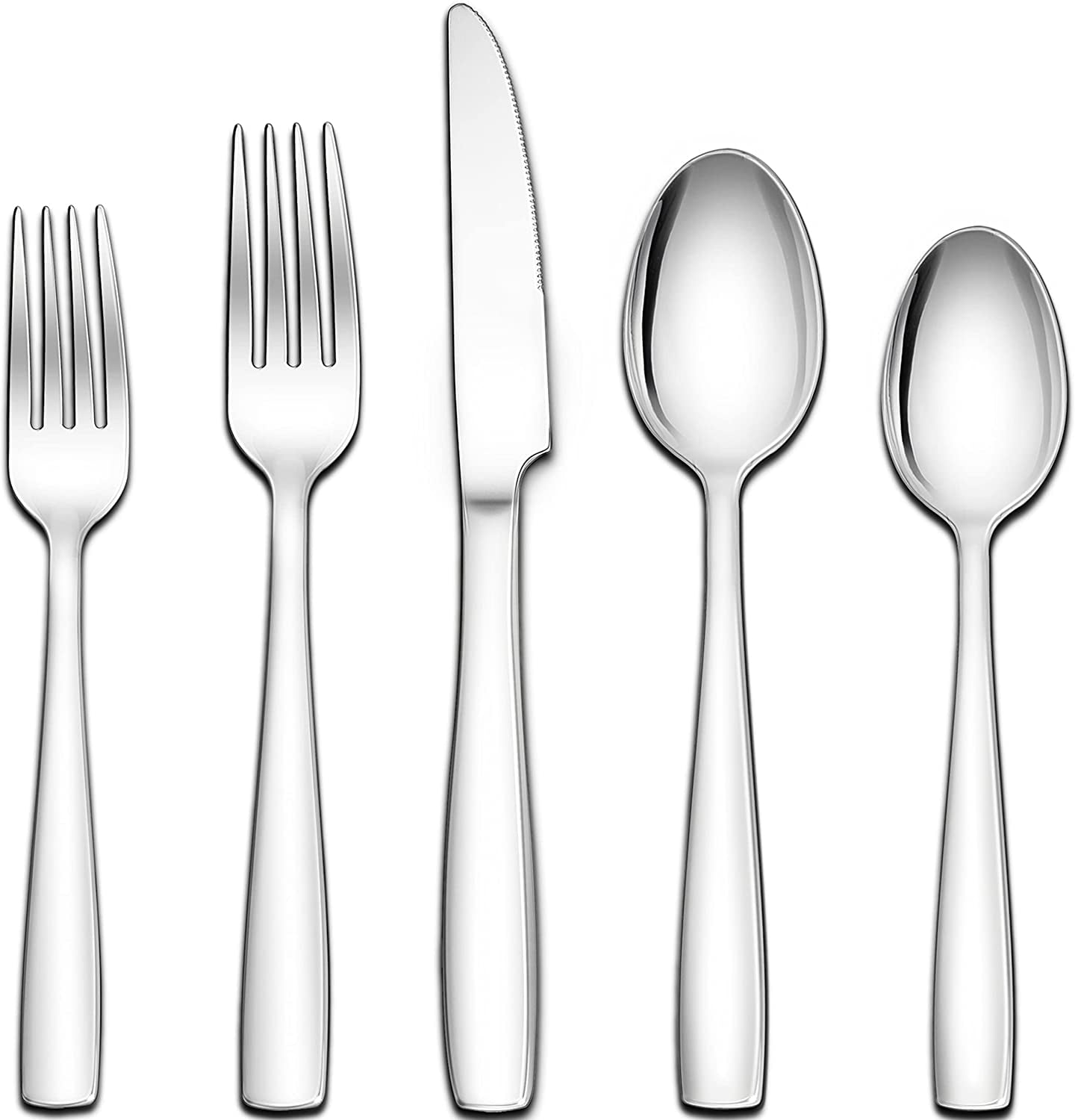Wildone 60-Piece Black Silverware Set, Stainless Steel Flatware Square  Cutlery Set Service for 12, Eating Utensils Include Knife Fork Spoon,  Mirror
