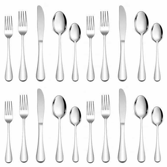 VeSteel 20 Piece Silverware Flatware Cutlery Set, Stainless Steel Utensils Service for 4, Include Knife Fork Spoon, Mirror Polished, Dishwasher Safe