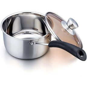 VeSteel 2QT Saucepan, Stainless Steel 2 Quart Saucepan with Lid, Multipurpose Sauce Pan for Kitchen Restaurant Cooking, Visible Glass lid & Heat-Proof Handles, Rust Resistant & Dishwasher Safe