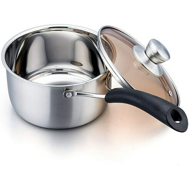 VeSteel 2QT Saucepan, Stainless Steel 2 Quart Saucepan with Lid, Multipurpose Sauce Pan for Kitchen Restaurant Cooking, Visible Glass lid & Heat-Proof Handles, Rust Resistant & Dishwasher Safe