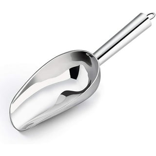 Ice Scoop Food Flour Shovel: Stainless Steel Ice Scooper Flat Bottom Bar  Ice Flour Utility Scoop for Kitchen Popcorn Candy Coffee Beans Silver