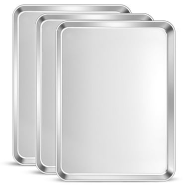 VeSteel Baking Cookie Sheet Set of 3, 17.7 x 13 x 1 inches Stainless Steel Rectangle Baking Pan Oven Tray, Dishwasher Safe