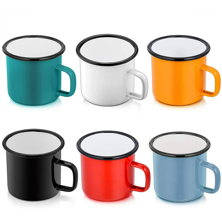 VeSteel Enamel Camping Mugs Set of 6, 12oz Coffee Small Cups for Variety  Activities, 350ml 