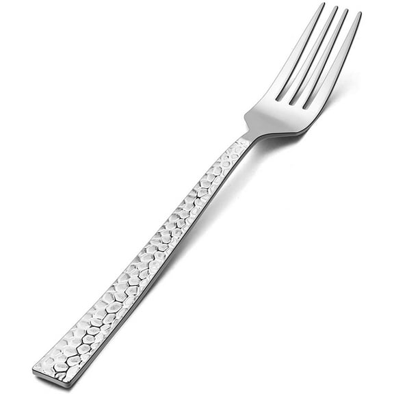 VeSteel Salad Forks Set of 12, Appetizer Dessert Forks Stainless Steel, Hammered Silverware Flatware Small Forks, Mirror Finish, Dishwasher Safe - 6.7 inches