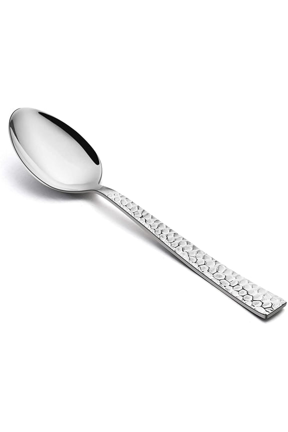 Silver Hammered Stainless Steel Dinner Spoons (12 Count)