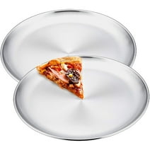VeSteel Stainless Steel 12 inch Pizza Pan Set of 2, Metal Baking Tray Platter for Oven