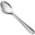 thumbnail image 1 of VeSteel Stainless Steel Teaspoons Set of 12, Modern Hammered Silverware Flatware Dessert Spoons for Home, Kitchen, Restaurant, Round Edge & Mirror Polished, Dishwasher Safe - 6.7 Inches, 1 of 5