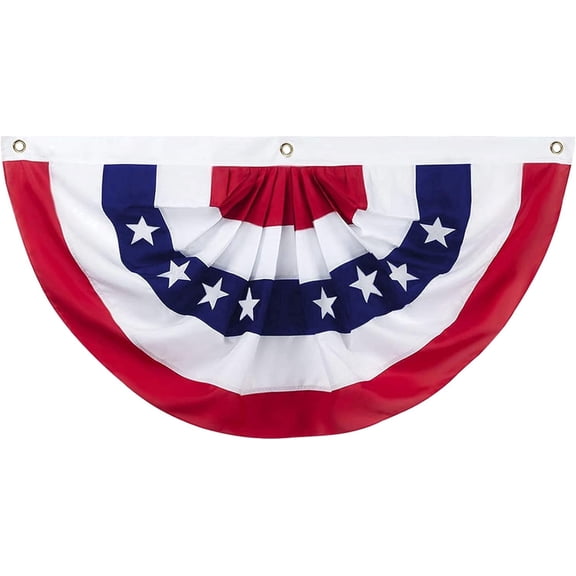 VeToyBs 3 x 6 Ft American Pleated Fan Flag for Outside, Patriotic Half Fan Bunting Flag, 4th of July Decorations Flags, Pack of 1