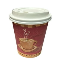 VeZee 10 Oz Disposable Heaven Poly Paper Durable Hot Cup with White Hinged Tab Lids For Hot/Cold Drink, Coffee Cups, Tea, Cocoa, Travel, Hot Chocolate, Chai, Latte & Hot Soup| 50CT