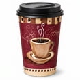 thumbnail image 1 of VeZee 16 Oz Disposable Heaven Poly Paper Durable Hot Cup with White Hinged Tab Lids For Hot/Cold Drink, Coffee Cups, Tea, Cocoa, Travel, Hot Chocolate, Chai, Latte & Hot Soup|200CT, 1 of 4