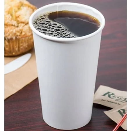 VeZee 16 Oz Disposable White Poly Paper Durable Hot Cup ONLY For Hot/Cold Drink, Coffee Cups, Tea, Cocoa, Travel, Hot Chocolate, Chai, Latte & Hot Soup|200CT