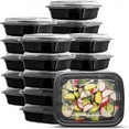 thumbnail image 1 of VeZee 16 oz. Black Rectangular Plastic Meal Prep Containers with Clear Dome Lids| Bento Box, BPA Free, Stackable, Microwave/Dishwasher/Freezer Safe|20CT, 1 of 7