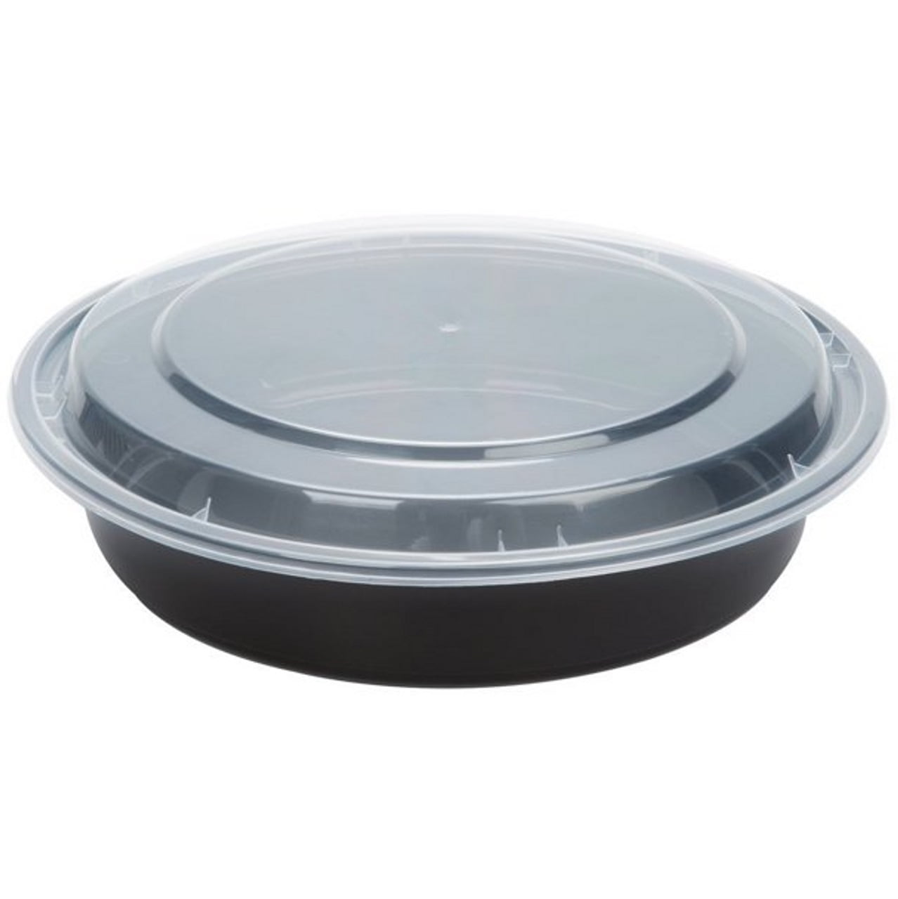 VeZee 16 oz. Black Round Plastic Meal Prep Containers with Clear Dome Lids| Bento Box, BPA Free, Stackable, Microwave/Dishwasher/Freezer Safe|40CT