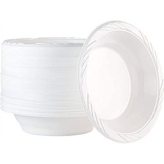 VeZee 18oz Medium Weight Disposable White Plastic Soup Bowls : Perfect for home, offices, parties, restaurants, and hotels : 500CT