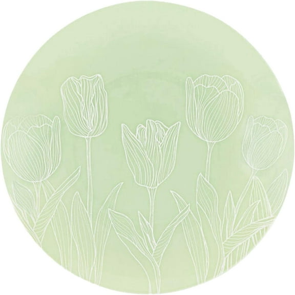 VeZee 20 Piece Mint Green Tulip Round Salad/Dessert Plastic Plates for Elegant Parties, Weddings & All Occasions