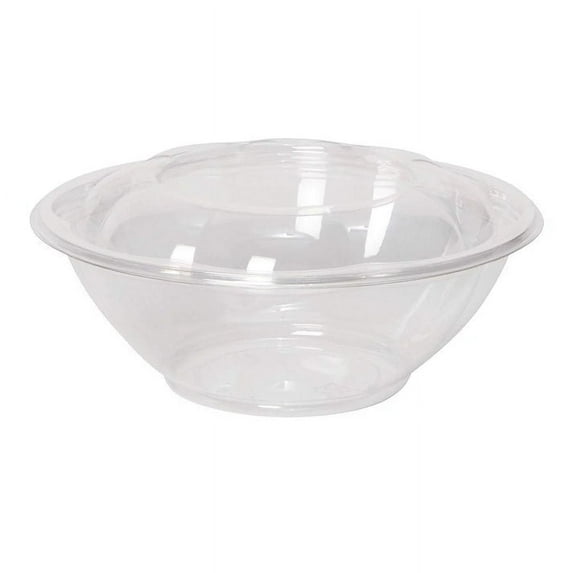 VeZee 24 Oz Disposable BPA Free Salad Containers with Lids inClear Plastic Disposable for a Fresh Airtight Seal, Portable Serving Bowl Set for Meal Prep & Preserve Freshness s: (Qty=50)