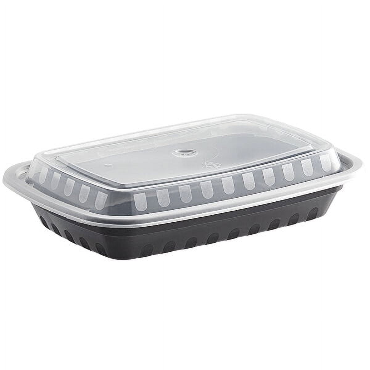 VeZee 28 oz. Black Rectangular Plastic Meal Prep Containers with Clear Dome Lids| Bento Box, BPA Free, Stackable, Microwave/Dishwasher/Freezer Safe|40CT