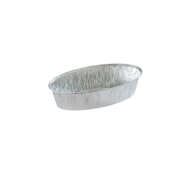 VeZee 3Lb. Aluminum Disposable Oval Loaf Pan - Heavy-Duty Eco-Friendly Cookware - Easy Cleaning - 48Ct