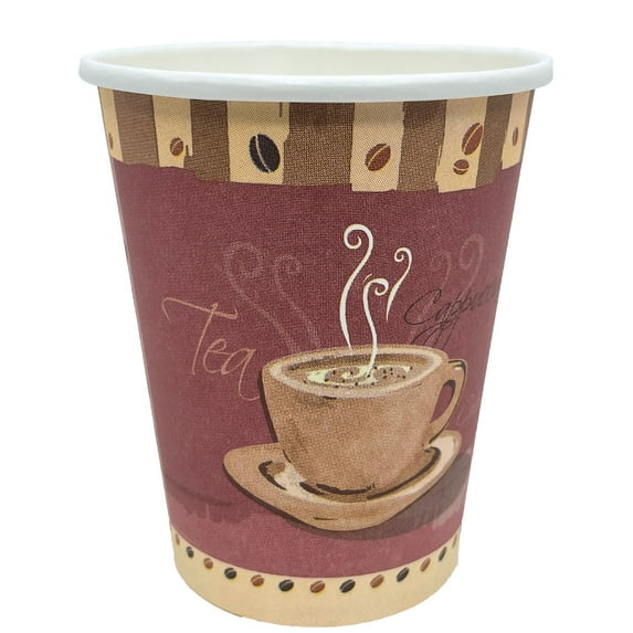 VeZee 8 Oz Disposable Colored Tea&Coffee Cups Printed, Poly Paper Durable Hot Cup ONLY For Hot/Cold Drink, Coffee Cups, Tea, Cocoa, Travel, Hot Chocolate, Chai, Latte & Hot Soup|500CT