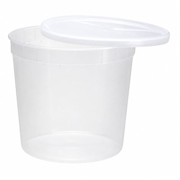 VeZee 80 oz Deli Containers with Lids - Extra Strong Plastic Food Storage Containers - Leak-Resistant, BPA Free, Microwave-Safe Food Containers : 5CT