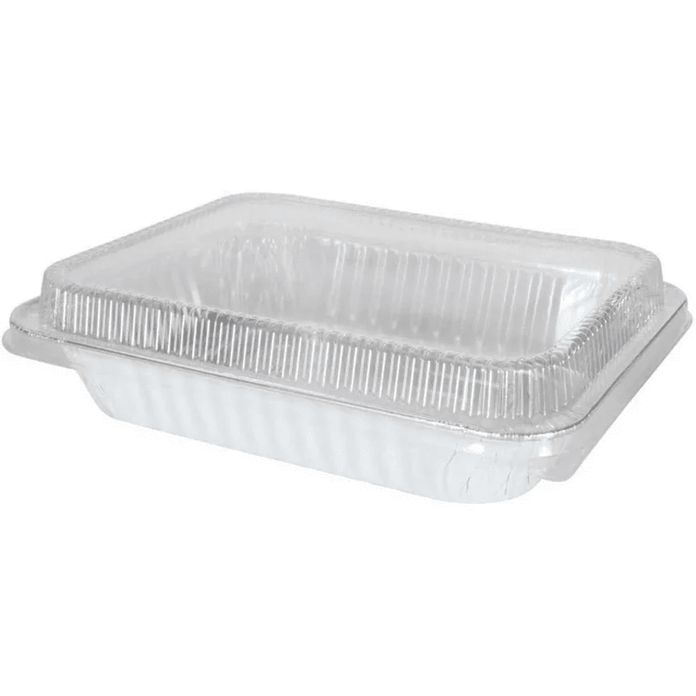VeZee 9x13 Half Size Aluminum Disposable Pans with Dome Lids - Serve