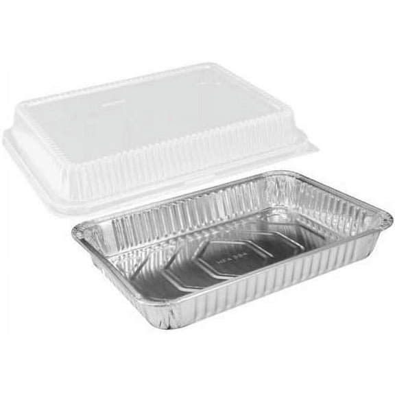 VeZee 9x13 Half Size Aluminum Disposable Pans with Dome Lids - Serve Various Delicacies for Events - Eco-Friendly - Set of 40