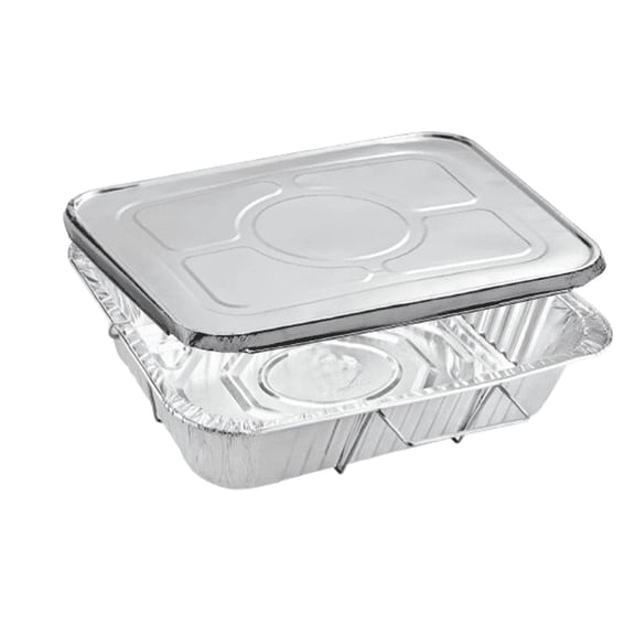 VeZee 9x13 Inch Half Size Disposable Aluminum Pans With Lids & Handle Rack BPA-Free, Non-Stick, Ideal for Baking & Catering:50CT
