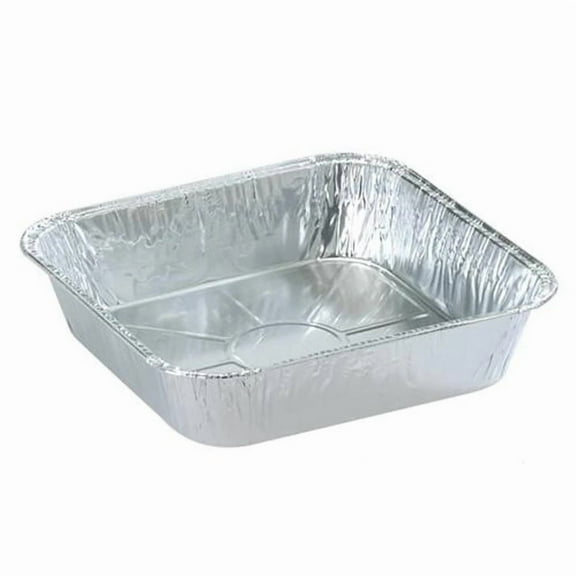 VeZee Disposable Aluminum 8" Square Cake Baking Pan - For Cooking, Heating, Storing, Meal Prep, Toaster Oven Roasting Pan: 100Ct