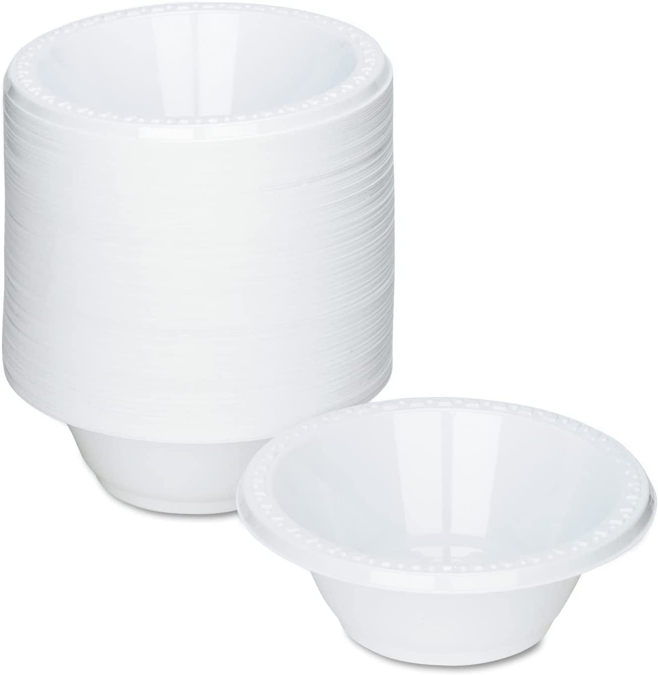 VeZee Disposable Light Weight Plastic Bowl White 5 oz for elegant parties, Resturants, Deli & all. (1000/Pack)