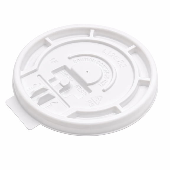 VeZee Disposable Plastic Flat Tear-Back with pinhole design Lids for White Hot Cup suitable for hot cups sized 10Oz, 12 Oz & 16 Oz |100CT