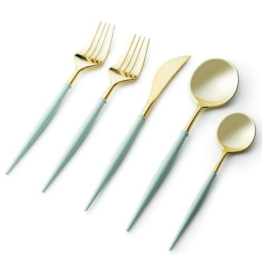 VeZee Disposable Plastic Noble Collection White Flatware Set Pack of 80 ...