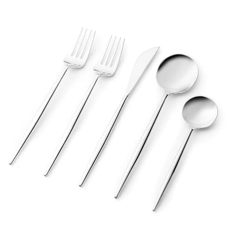 VeZee Disposable Plastic Noble Collection Shiny Silver Flatware Set Pack of 80