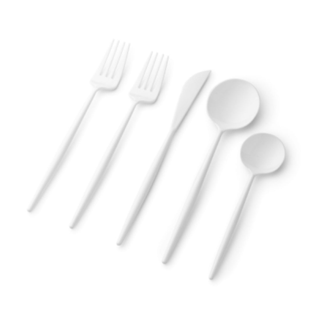 VeZee Disposable Plastic Noble Collection White Flatware Set Pack of 80 ...