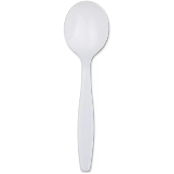 VeZee Disposable Plastic White Medium-Weight Single Use Soup Spoons for Bulk Use. Best for Hotel, Restaurants, Deli, Parties & Daily Use: 2000CT
